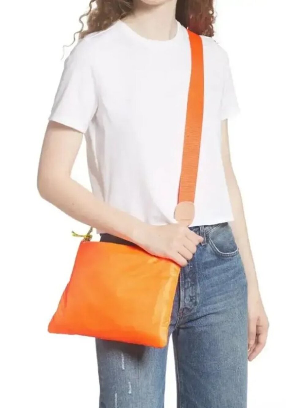 Clare V. Crossbody Bag Sac Bretelle Shoulder bag in Neon Orange Ripstop NWT - Picture 4 of 4